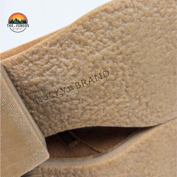 Lucky Brand Tamela Boots Lace Up Tan Nubuck Low Block Heel Bootie Women Size 9.5 - Picture 12 of 12